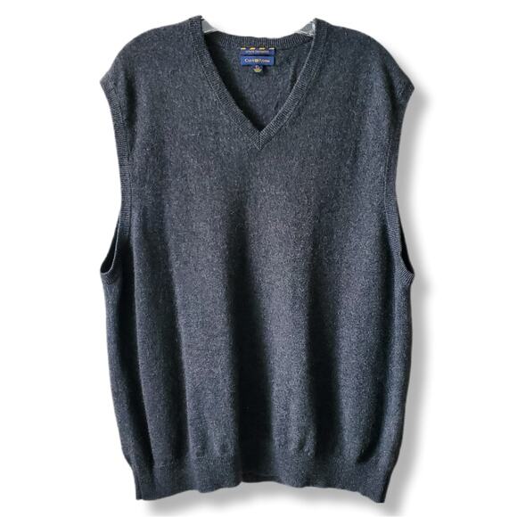 Men Classic Gray Cashmere Sweater Vest XL Preppy Academia Relaxed Casual Career - Picture 8 of 8